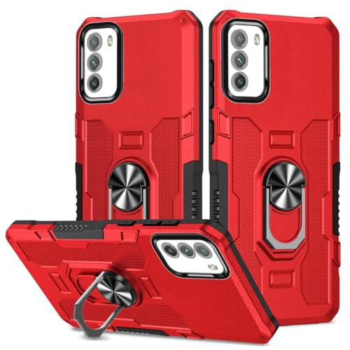 Coque Xiaomi Poco M3 avec anneau rotatif et protection PC antichoc rouge