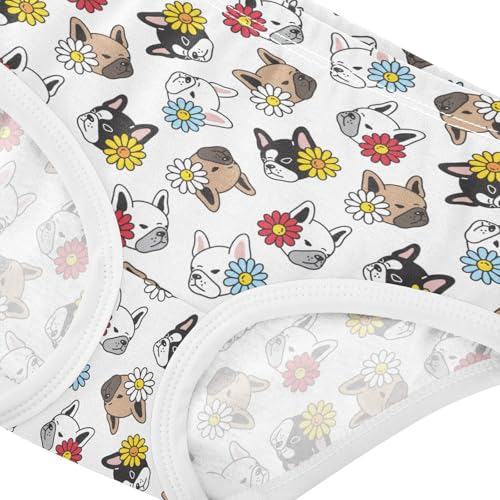 Little Girl Underwear Toddler Panties Kids Undies French Bulldog Flowers Soft Cotton Briefs 2T-8Y4