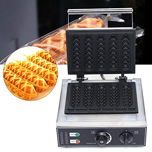 Commercial Waffel Corn Dog Maker, 110 V 1500W 5PCS Electric Hot Dog Presser Maker, Crispy Baking Corn Dog Waffles Non-Stick Maker (5PCS-1)