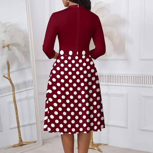Image of PinkPatty Women's Casual A-line Midi Dresses 3 /4 Sleeve V Neck Fit and Flare Dress with Pockets