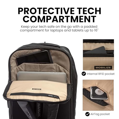 Image of NANUK N-EDC 35L Carry-On Travel Backpack - Water-Resistant Laptop Backpack for Work Travel and Everyday Carry - Compact & Expandable, TSA-Ready, Smart Organization - Black