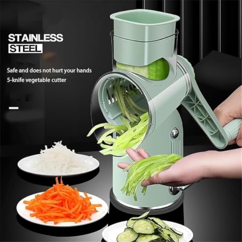 Rallador rotatorio 5 en 1 para cocina verde miniatura 2
