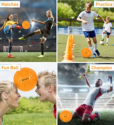 Image of Soccer Ball - Boys and Girls Official Match Ball with Cool Reflective Rainbow Hex Pattern, for Indoor, Outdoor, Playtime and Games - Iridescent Orange Size 4