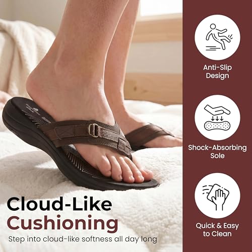 Image of Clarks Womens Breeze Sea Flip-Flop Sandals - Comfortable Flip Flop with Adjustable Hook and Arch Support - Casual Summer Wearing Cloudsteppers for Everyday