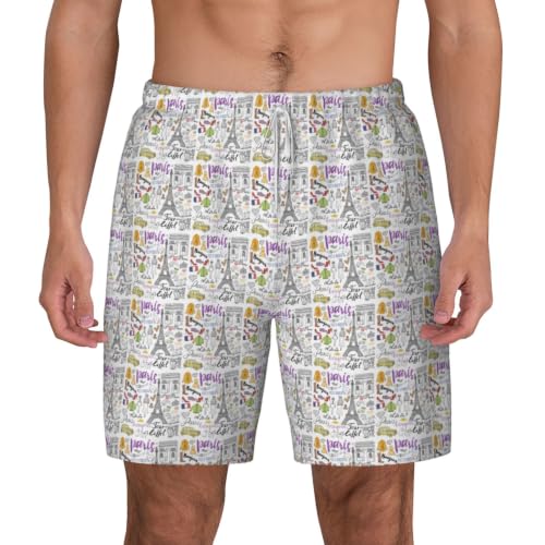Short de bain homme Tour Eiffel vêtement de plage actif
