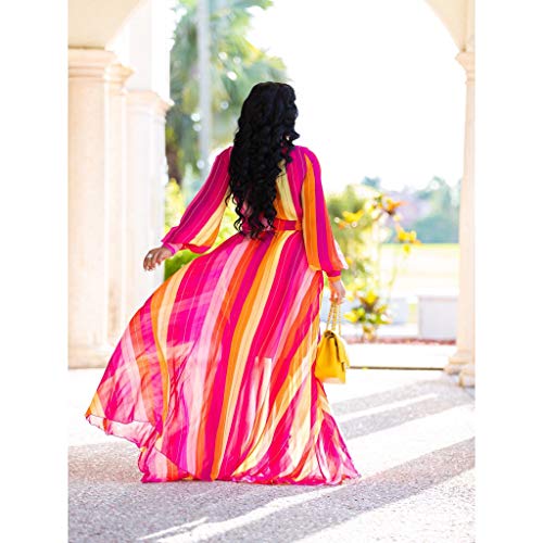 Image of Nuofengkudu Womens Chiffon Deep V-Neck Maxi Dress Summer Boho Dresses(S-5XL)