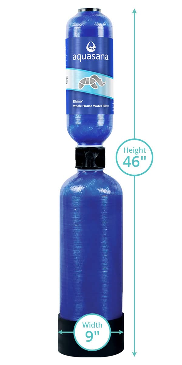 aquasana rhino whole house filter replacement tank for rhino chlorine - 1,000,000 gallons - carbon & kdf filtration - reduces 97% of chlorine - wh-1000r 46" height filter replacement tank