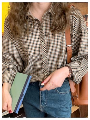 SweatyRocks Women's Plaid Button Down Shirts for Women Long Sleeve Collared Dressy Blouses2