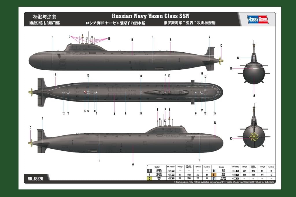 Hobbyboss 1:350 - Russian Navy Yasen Class SSN - Hbb83526