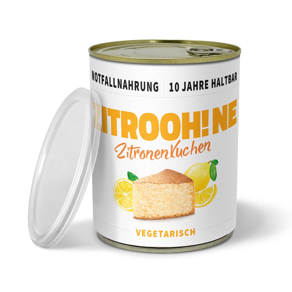 ration1 Camping Dosenkuchen, fertig gebackener Zitronenkuchen, 4x 360g, Kuchen passt in den Rucksack, zum Wandern, als Notvorrat, beim Picknick und für den jeden Tag Verzehr geeignet, 10 Jahre haltbar