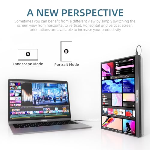 Image of 16 Inch Portable Monitor, 2.5K 60HZ 2560x1600 Office Portable Monitor QHD IPS Ultra Bright Eye Care with Matte Screen for PC /MAC /Phone /Switch /PS /Xbox with USB-C & HDMI
