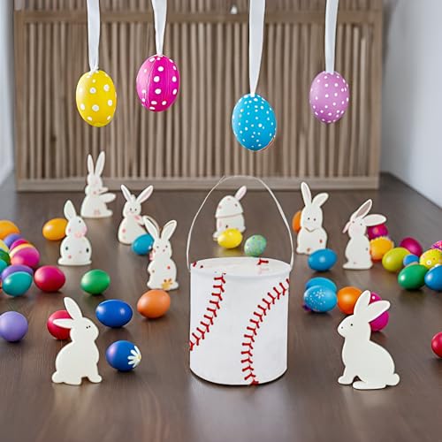 Image of Baseball Easter Bucket Easter Basket for Kids Baby Storage Basket Cute Toy Storage Bin Organizer Shelf Book Basket Easter Room Decor(Baseball)