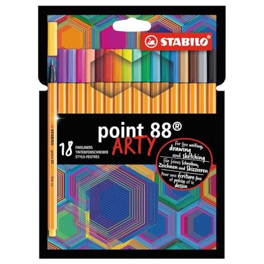 Rotulador punta fina STABILO point 88 - Estuche ARTY con 18 colores