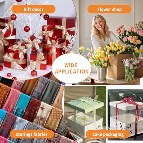 Image of 7 Tier Ribbon Storage Organizer, Wall Mounted Ribbon Organizer, Wrapping Paper Rack, Metal Ribbon Storage for Christmas Gift Craft Room Cake Shop Flower Store Scarf Belt-Gold