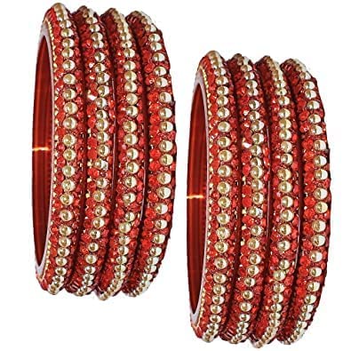 ALIVE Glass with Beads Or Zircon Gemstone Worked Kada Set For Women and Girls, (Red_2.6 Inches), Pack Of 8 Kada Set (B0B5TJBBWG) Amazon Price History, Amazon Price Tracker