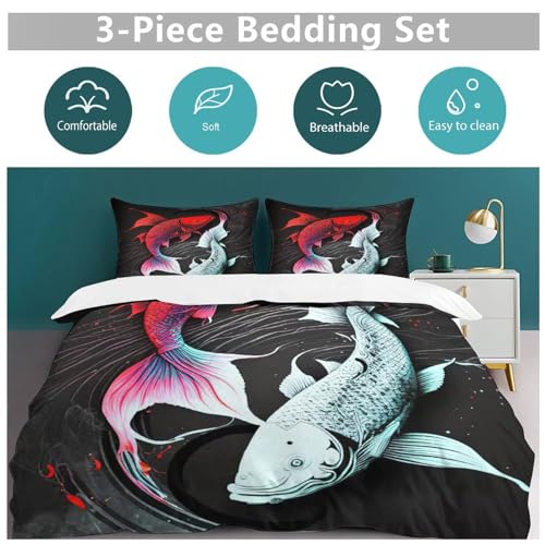 Housse de couette poisson anti-plis en microfibre douce 3 pièces - 4
