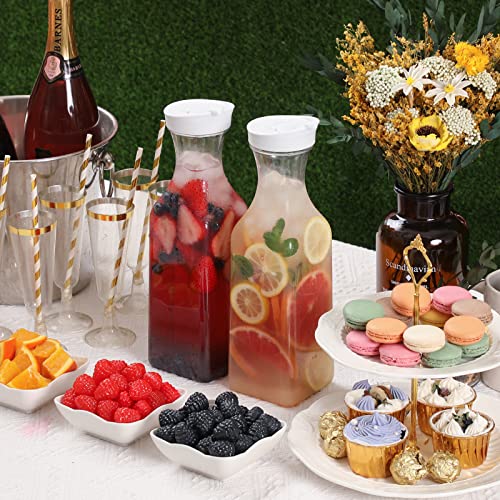 image for NETANY 50 Oz Water Carafe with Flip Top Lid, Set of 2 Square Base Cont