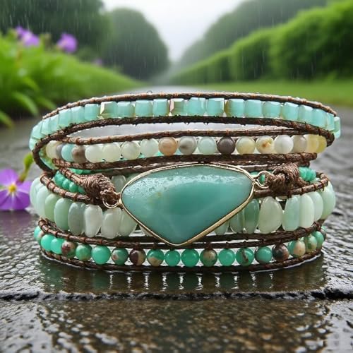 Image of Boho Wrap Bracelet for Women, Handmade Natural Imperial Jasper Multi-Layer Stone Beaded Bracelet, Bohemian Healing Crystal Stone Jewelry Gifts
