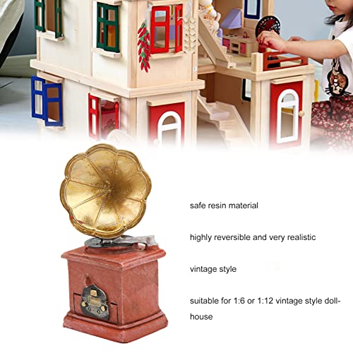 Conjunto de instrumentos musicais para casa de bonecas em miniatura OKJHFD, mini fonógrafo para casa