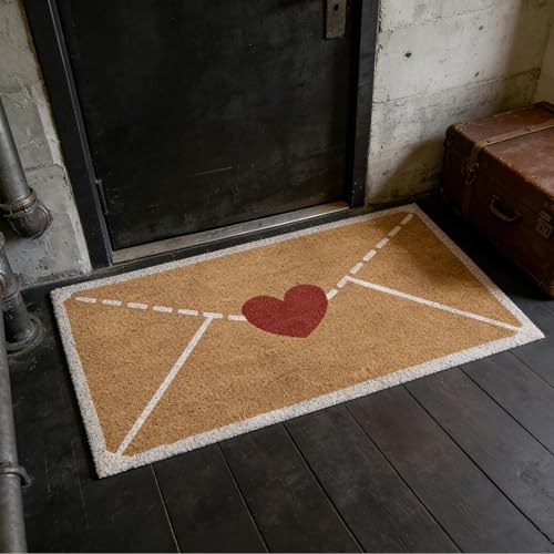 Felpudo corazón con diseño de sobre para llenar de amor la entrada de casa 3