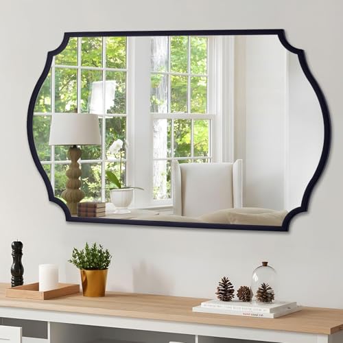Chende Large Black Wall Mirror, 44''X32'' Modern Living Room Mirrors
