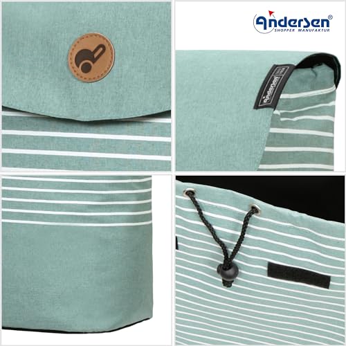 Andersen Einkaufstrolley Ersatztasche - 37 Liter - extra Innenfach - wasserabweisend - Reflektoren - faltbar - Tilde Mint – Bild 4