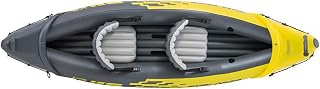 NOALED Juego Inflable de Kayak Bote Inflable de Doble Asalto con remos y Bomba de Aire Bote de Rafting al Aire Libre Bote de Goma (Color: Amarillo, Tamaño: 312 × 91 × 51 cm) (Amarillo