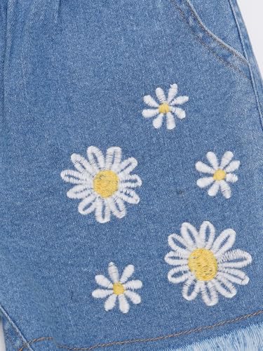 CREATIVE KIDS Girl Light Blue Embroidered Denim Shorts - Image 3 thumbnail