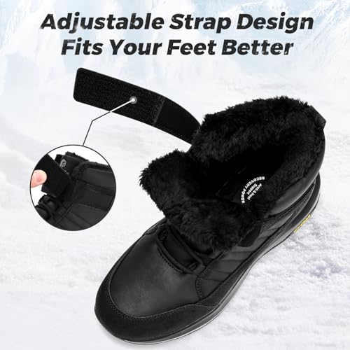 Image of FitVille Wide Width Mens Winter Boots Fur Lined Extra Wide Snow Boot Lightweight Non Slip Outdoor Mens Diabetic Shoes for Flat Feet