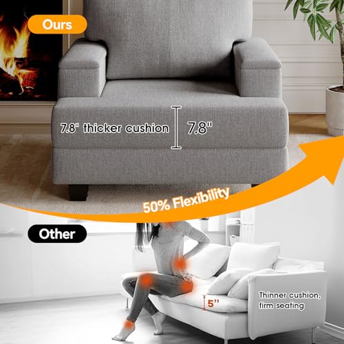 Sillón con almacenamiento tapizado en lino Gris oscuro miniatura 6
