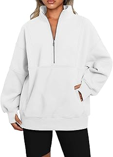 Hoodies com zíper para mulheres - meio fecho de correr das mulheres pulôver roupas de outono - Tops de treino de manga comprida com bolsos, roupas atléticas de outono e inverno com gola alta Aezon