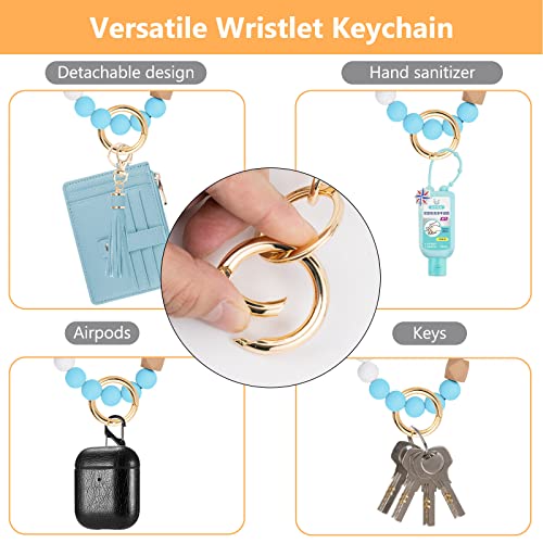 Image of KNGITRYI Wristlet Wallet for Women,RFID Keychain Wallet with Beaded Strap
