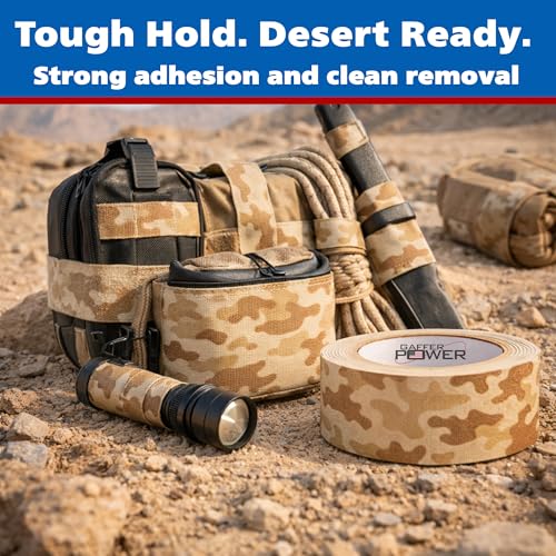 Image of Gaffer Power Desert Tan Camo Gaffer Tape - Professional Grade, Made in USA, Non-Reflective Matte Cloth Tape, Heavy Duty, Easy Tear, Residue-Free - 2 Inch x 25 Yards