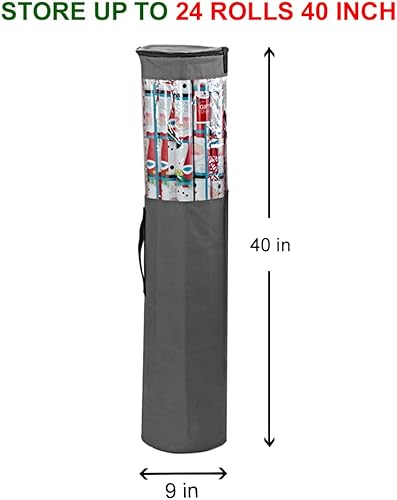 Miniatura 4 de ProPik Bolsa organizadora de almacenamiento de papel de regalo almacena hasta 25 rollos de 40 pulgadas poliéster resistente y bolsa transparente de