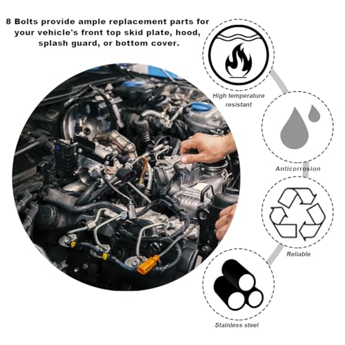 Image of KVAEY 4 PCS Car Top Front Skid Plate Bolts, 304 Stainless Steel 12mm Hex Head Flanged Hexagon Screws, Bolts Compatible with 4Runner Land Cruiser Sequoia Tacoma, Car Accessories (8 PCS)