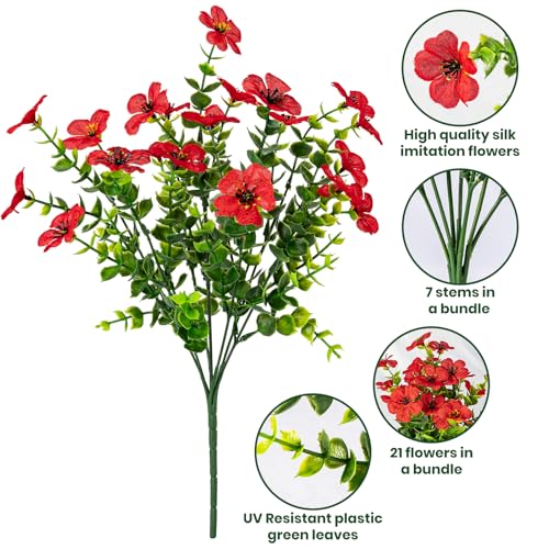 20 Bundles Artificial Flowers for Outdoor Fake Plants for Spring Decoration,Faux Eucalyptus Flowers for Planter UV Resistant Lifelike for Home Porch Garden(7 Color) - Image 4