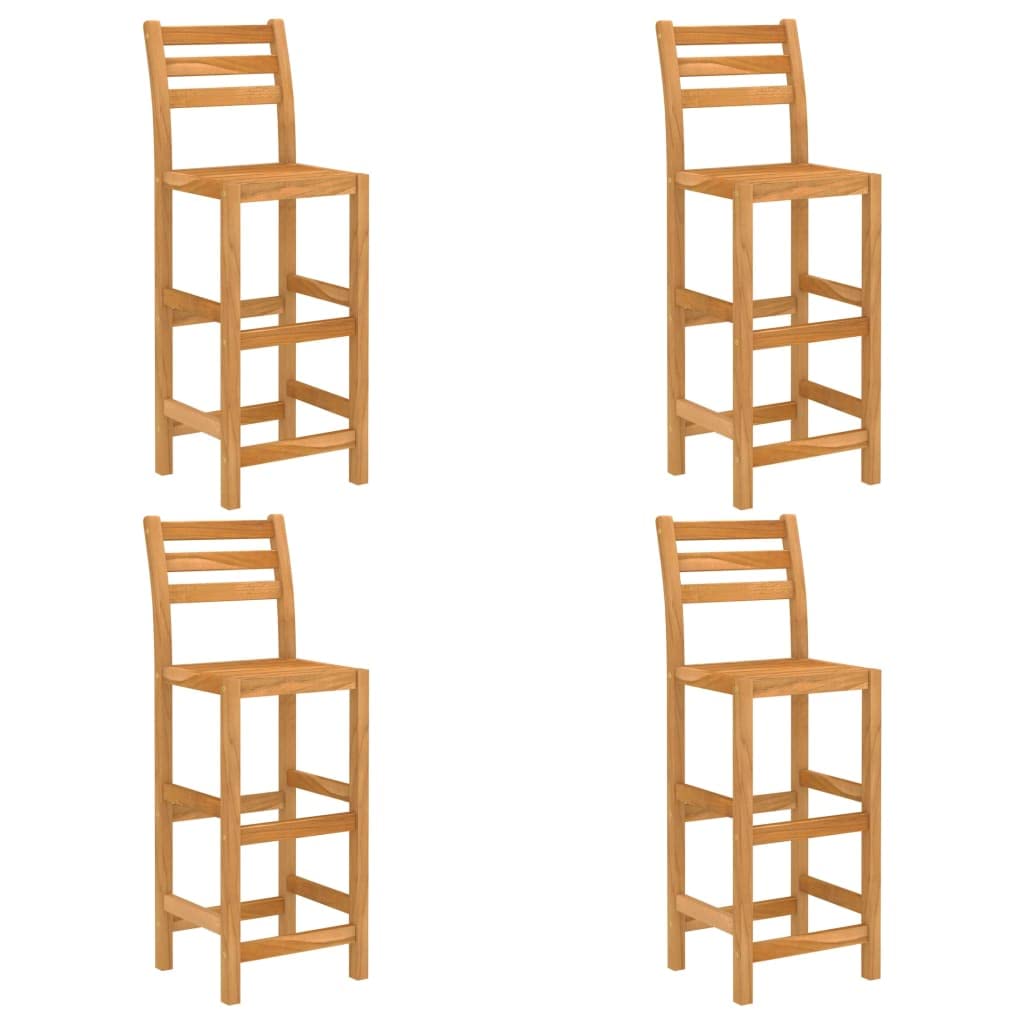 Juego de 5 piezas de muebles de bar de madera maciza de acacia para jardín, bar o patio, taburetes de bar con respaldo y reposapiés