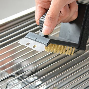 3NH 3 In 1 Grill Cleaning Brush Bbq Sponge Wire Brush