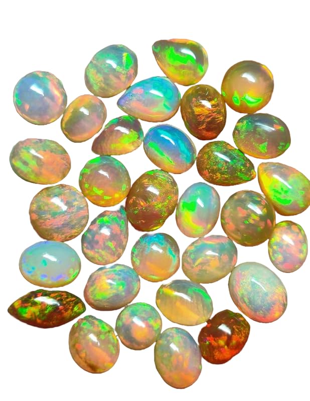 Opale éthiopienne naturelle en cabochon fini les pierres ternes lot multi-feu AAA 8-10mm