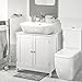 HOMFA Bathroom Under Sink Vanity Cabinet Multipurpose Freestanding Space Saver Storage Organizer Double Doors with Shelves, White Finish