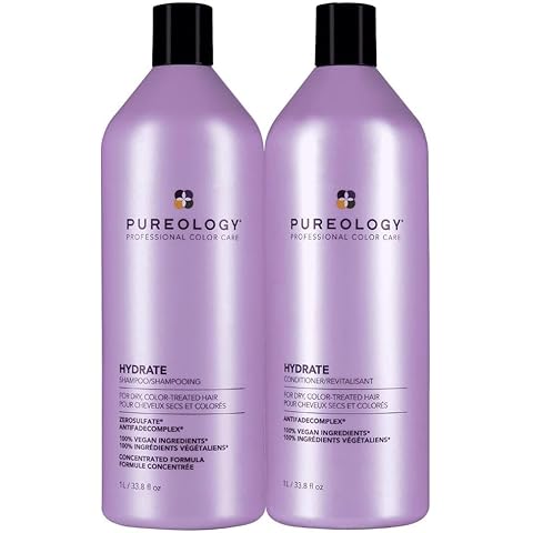 Pureology Hydrate Moisturizing Shampoo & Conditioner Set - For Medium to Thick Dry and Color Treated Hair, Softens and Deeply Hydrates, Sulfate-Free