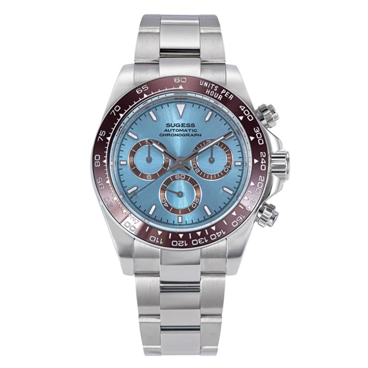 Chronographe automatique Seestern Sugess S418-2 montre homme en acier avec lunette céramique