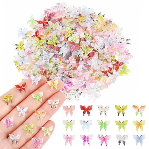 GGSTDDUP 200 Pcs Mini Resin Butterflies Random Tiny Butterflies Miniature Animal Figurines for DIY Cake Decoration Ornaments Crafts Moss Landscape