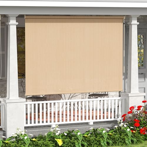 VICLLAX Cordless Outdoor Roller Shade with Splicing Design 10'×8', Exterior