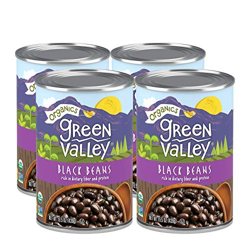 Green Valley Organics Black Beans | USDA Organic | Non-GMO | Delicious & Meaty | 15.5 Ounce can (Pack of 4)