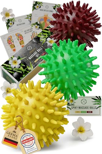 HELDSON® 3 Spiky Massage Balls Set [Soft, Medium,...