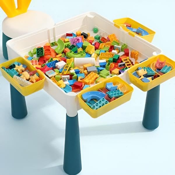 Frilla Tavolo Multifunzionale per Bambini con Piano Reversibile – Tavolo attività per Disegnare, Giocare e Costruire, Tavolino per Bambini con Spazio Portaoggetti – Koclinka