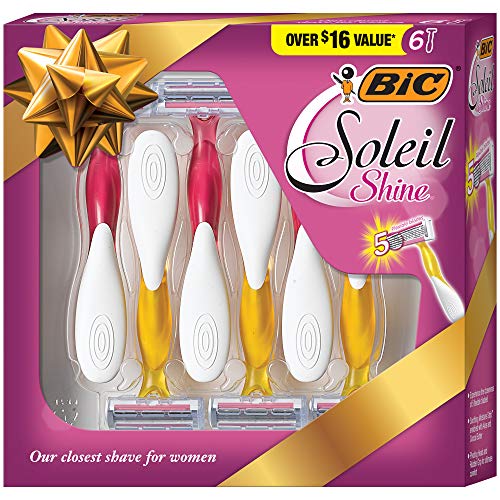 BIC Soleil Shine 5-Blade Disposable Razor for Women, 6-Count