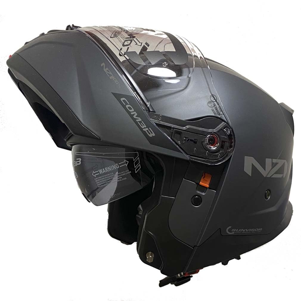 NZI Combi 3 Duo Antracita Mate - Casco de Moto Modular Abatible con Visor Solar - Unisex Hombre y Mujer - Homologado P/J ECE 22.06