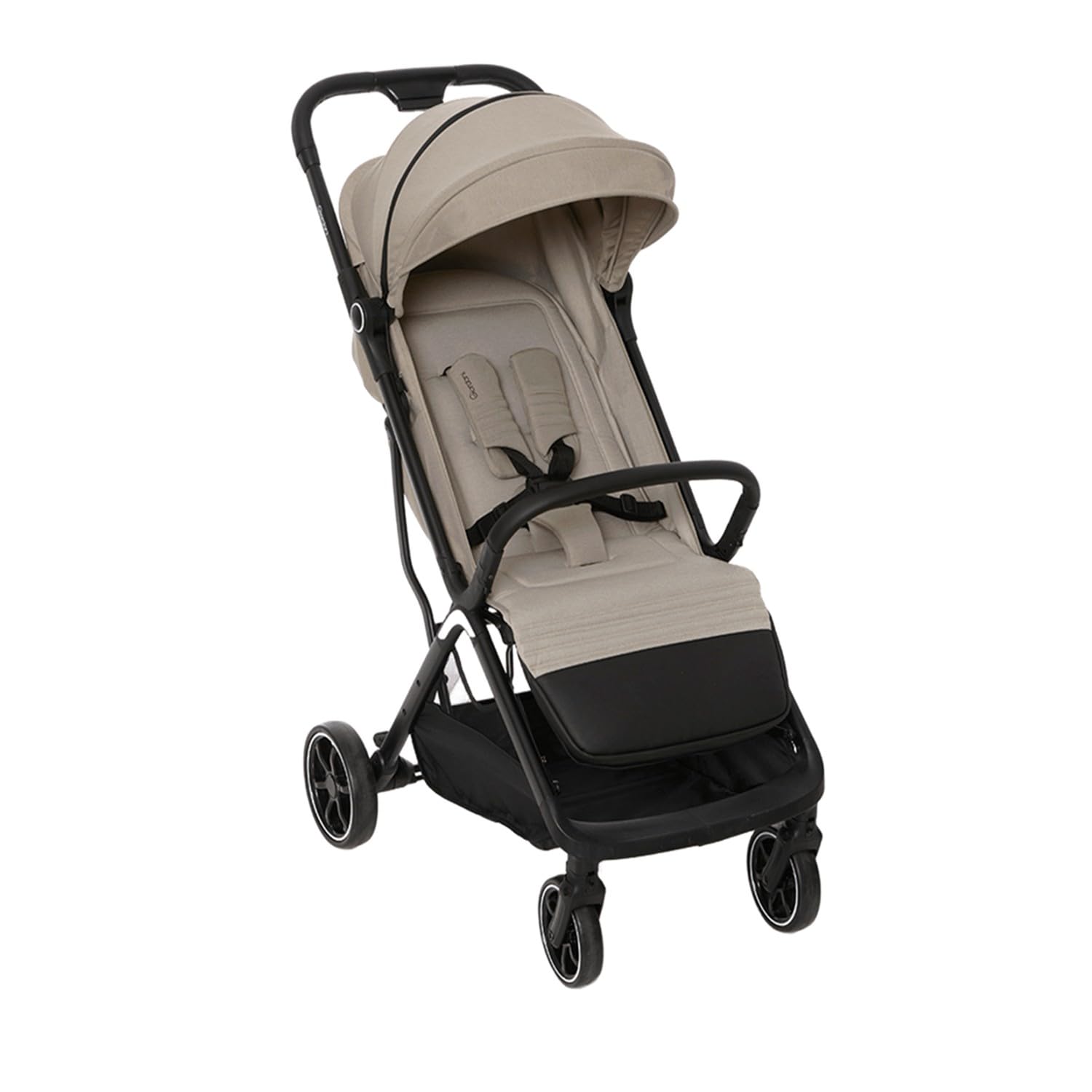 Giordani G-Touch Passeggino Leggero 6.9 kg, Chiusura Automatica One-Touch, da 0 Mesi a 22 kg,Seduta Imbottita, Ruote con Sospensioni e Dettagli in Ecopelle, Compatto e Salvaspazio, Beige